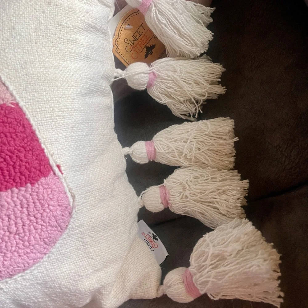 Pink Halloween Three PINK 🩷 Candy Corn Tufted Tassel Pillow TikTok